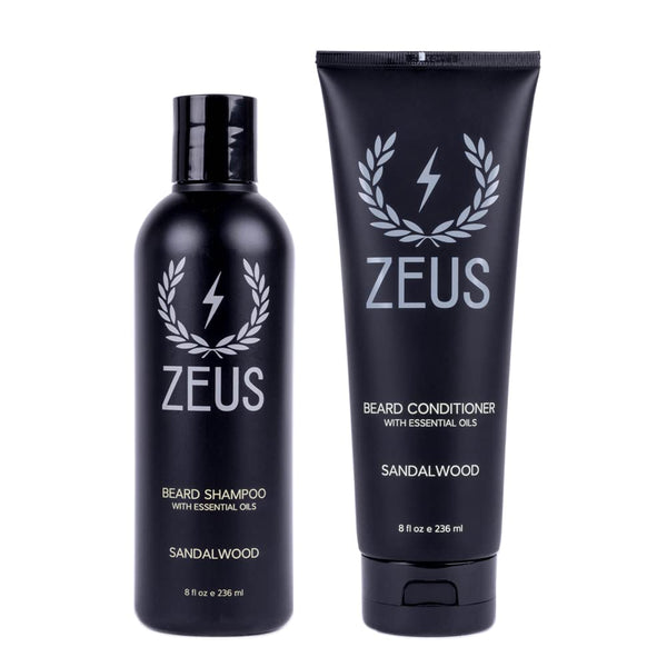Beard Wash & Beard Conditioner Set with Green Tea for Men, Soften, Hydrates & Moisturizes - MADE in USA (Sandalwood)
